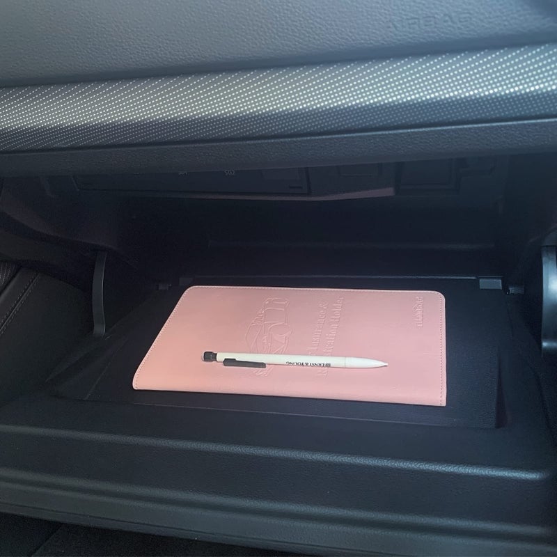 TILDOSAC Leather Car Registration and Insurance Card Holder  Car Document Holder for Cards License with Magnetic Shut (Pink  large) - Image 5